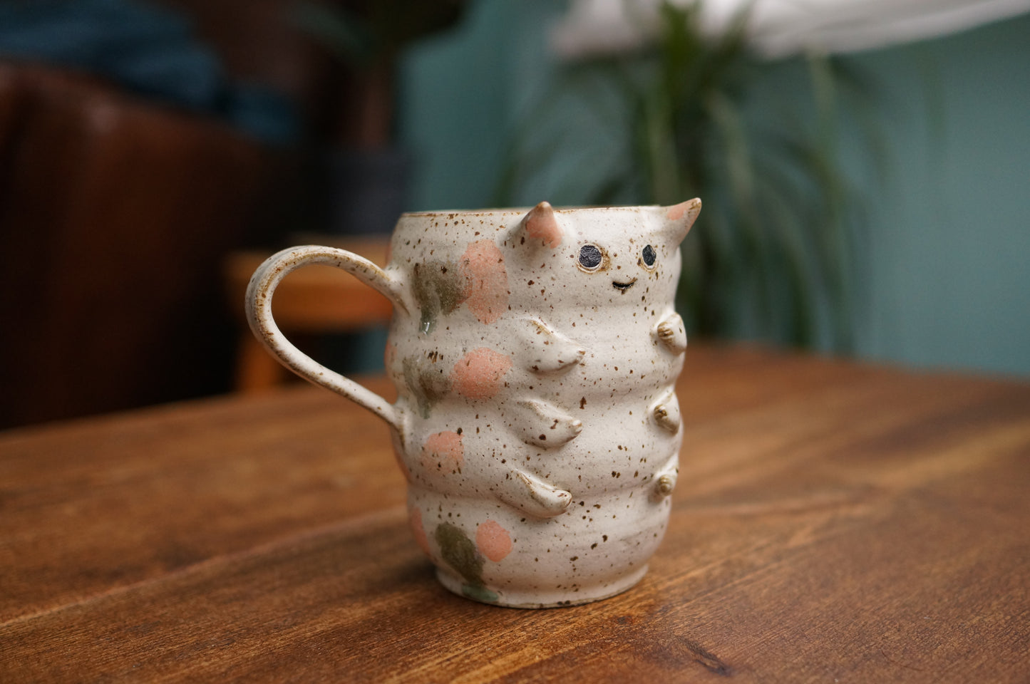 Cream White Caterpillar Mug
