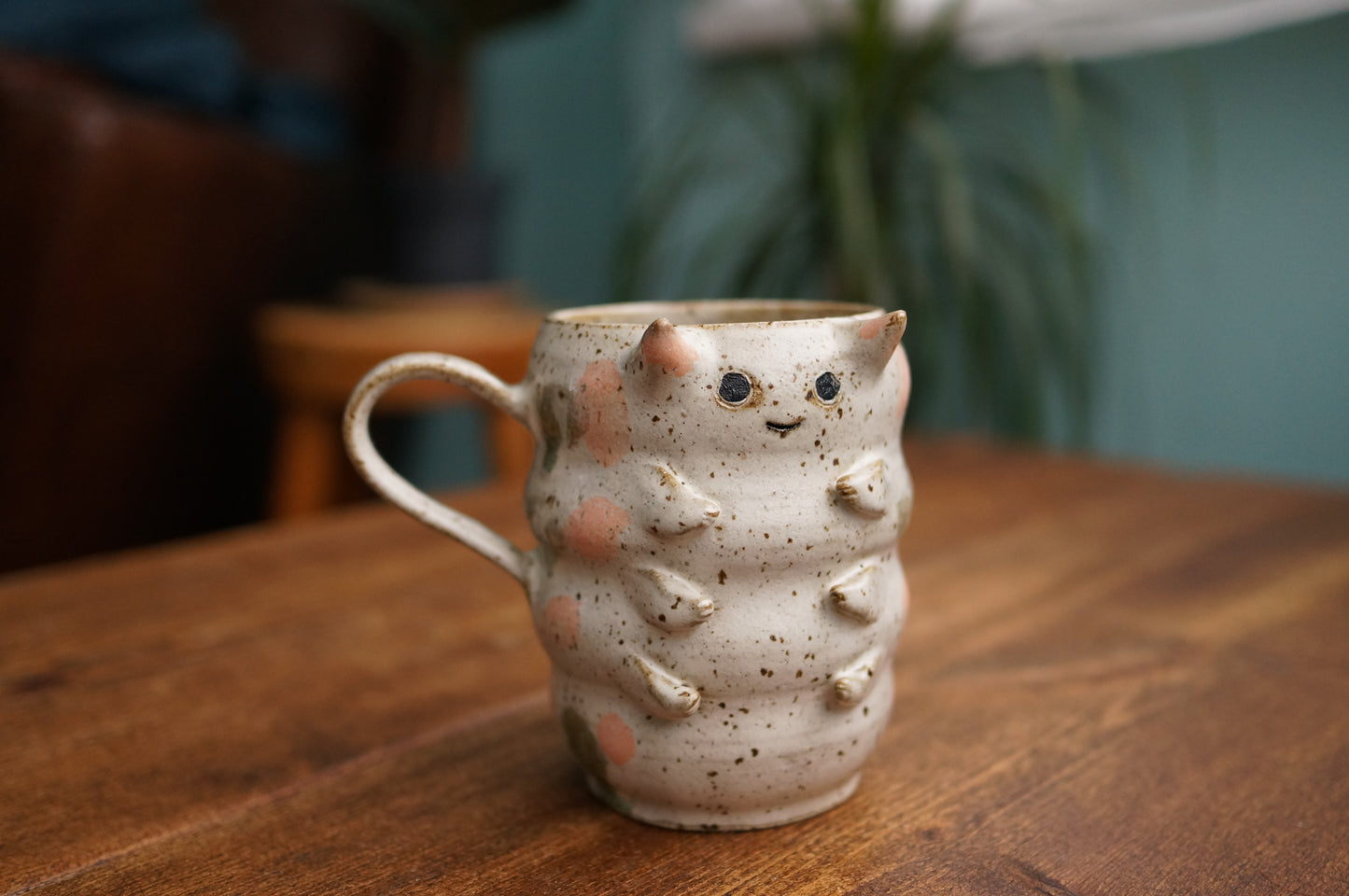 Cream White Caterpillar Mug