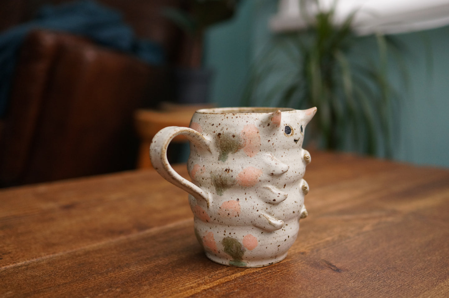 Cream White Caterpillar Mug