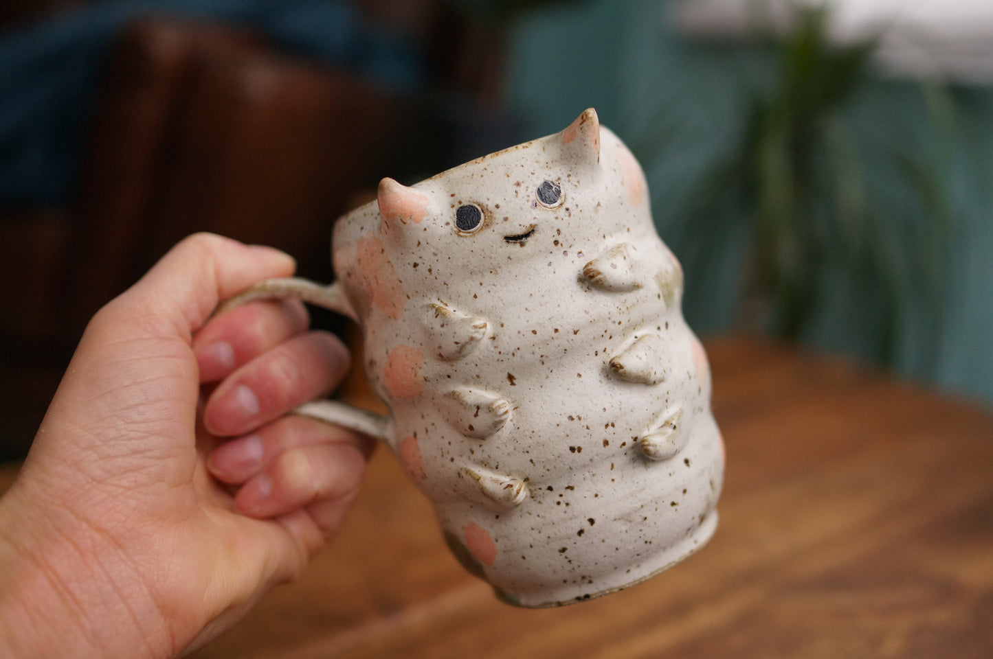 Cream White Caterpillar Mug