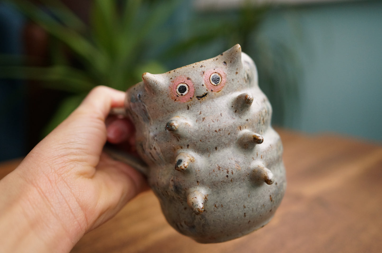 Grey Green Caterpillar Mug
