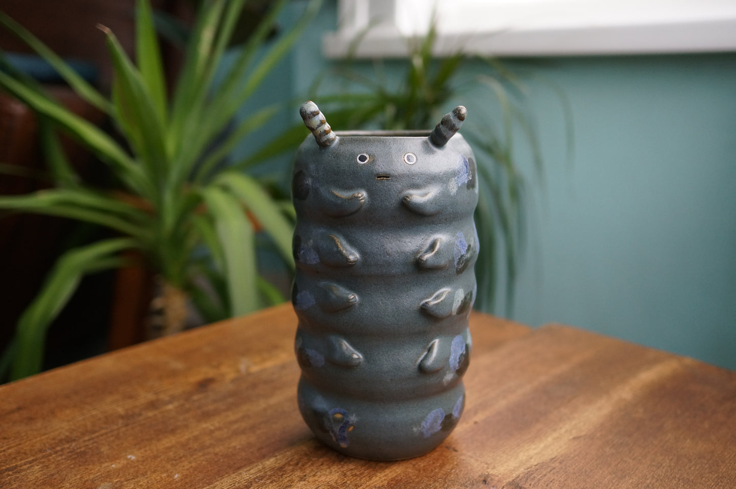 Dark Blue Caterpillar Vase