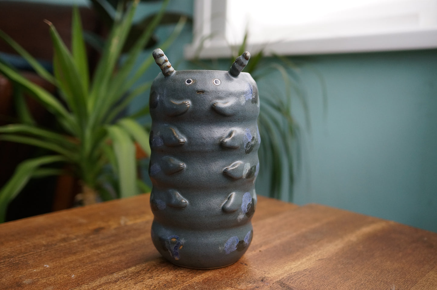 Dark Blue Caterpillar Vase