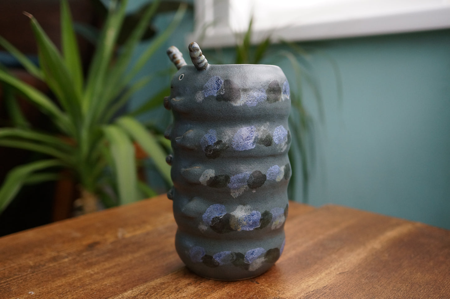 Dark Blue Caterpillar Vase