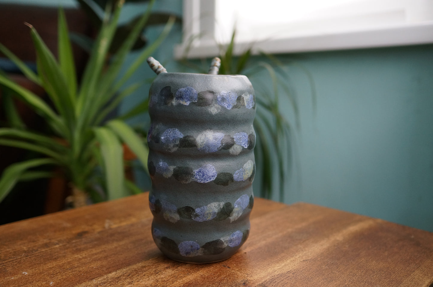 Dark Blue Caterpillar Vase