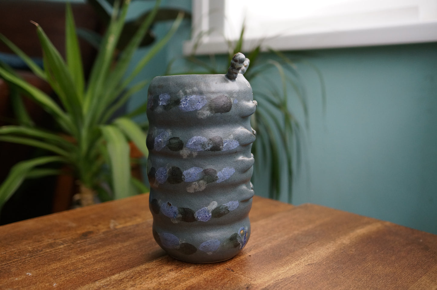 Dark Blue Caterpillar Vase