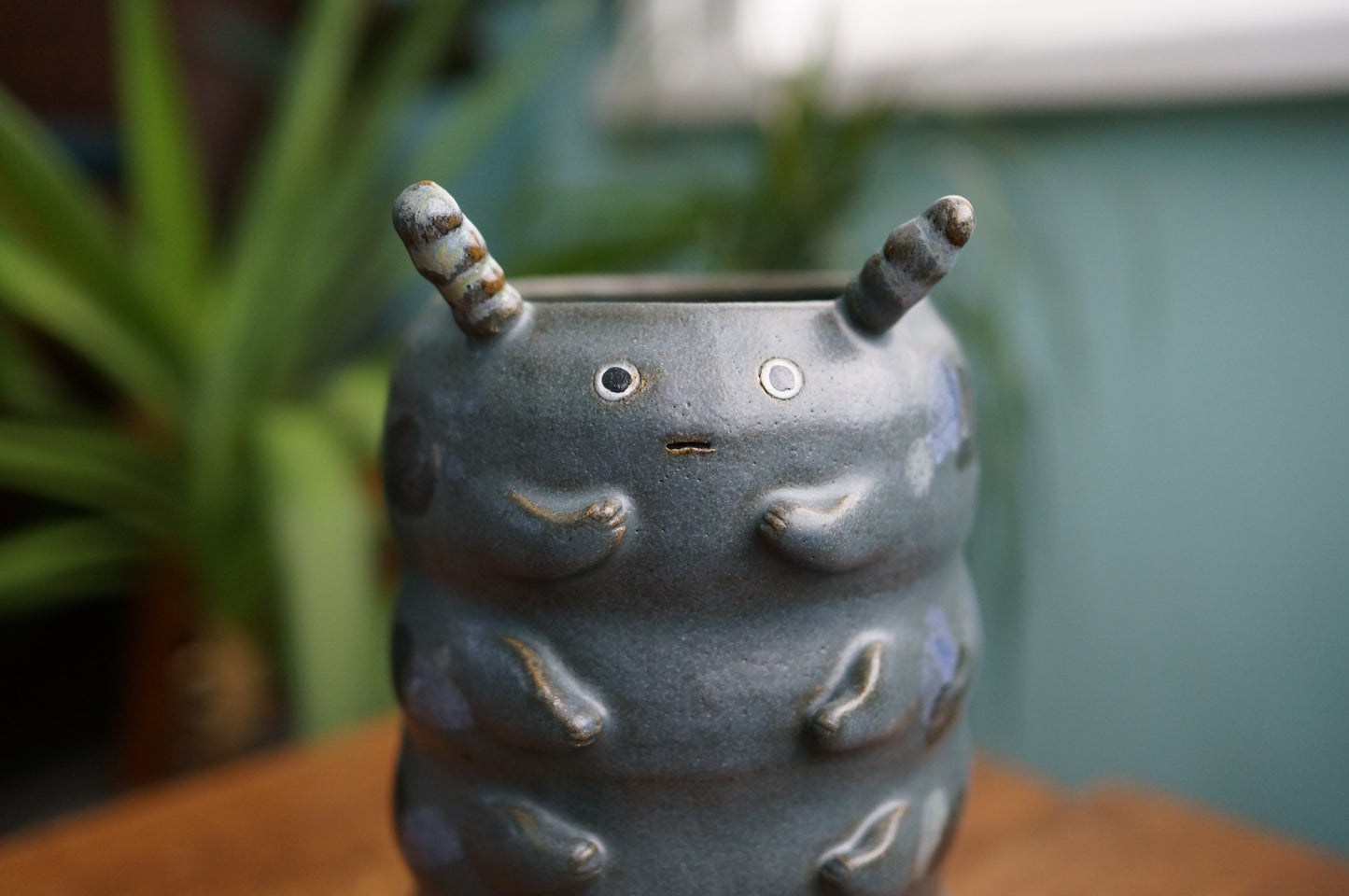 Dark Blue Caterpillar Vase