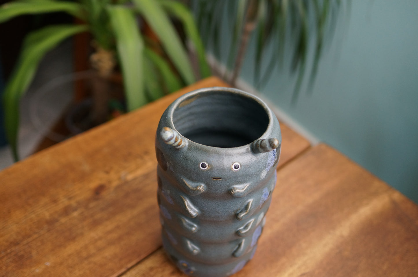Dark Blue Caterpillar Vase