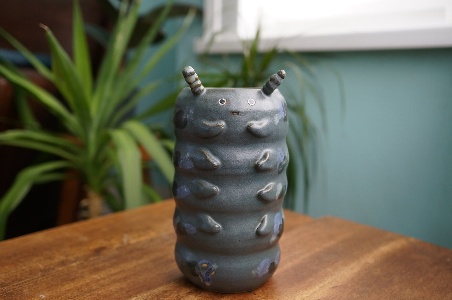 Dark Blue Caterpillar Vase