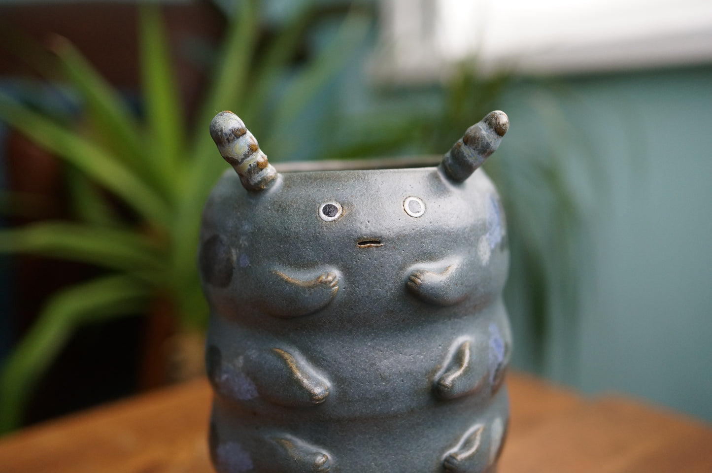 Dark Blue Caterpillar Vase