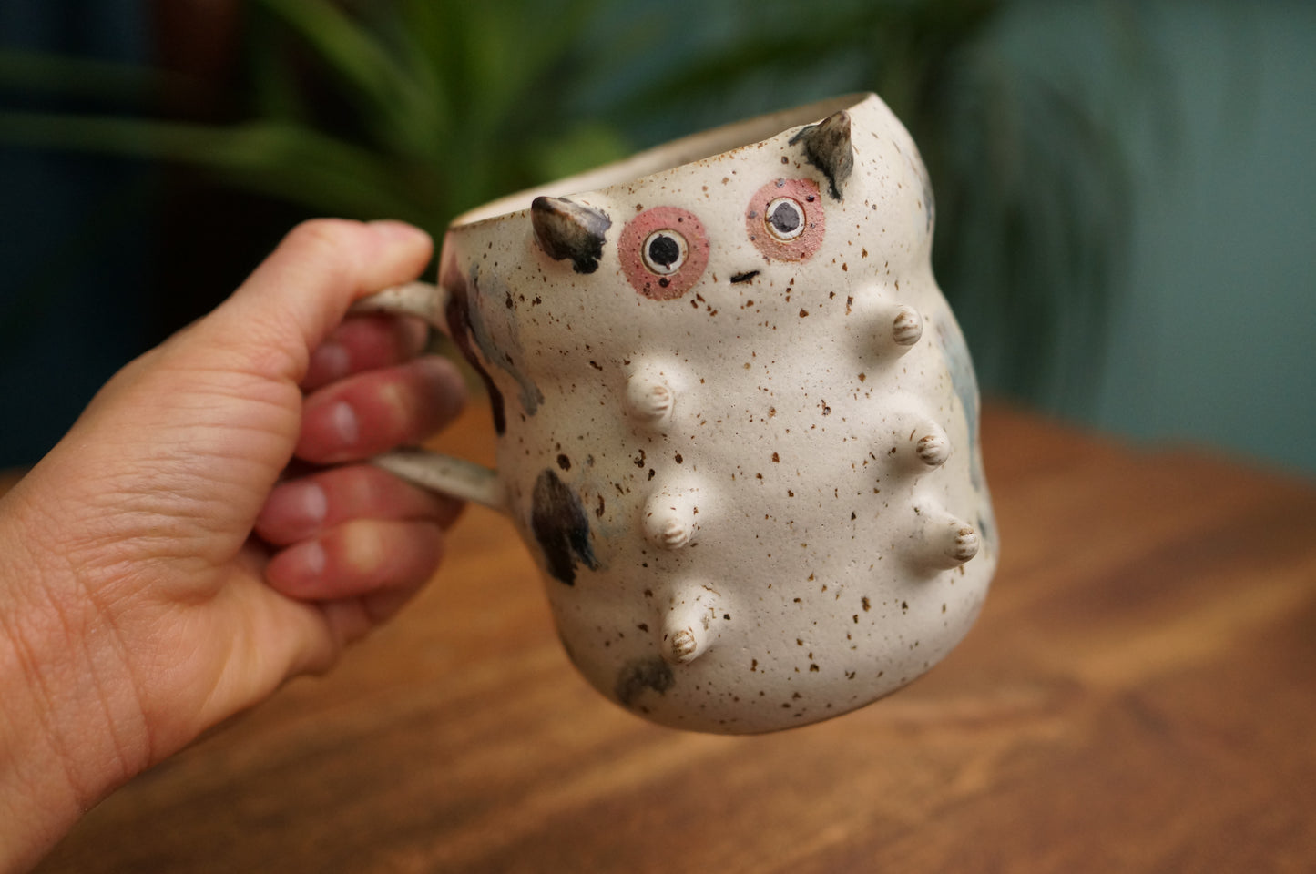 Cream White Caterpillar Mug