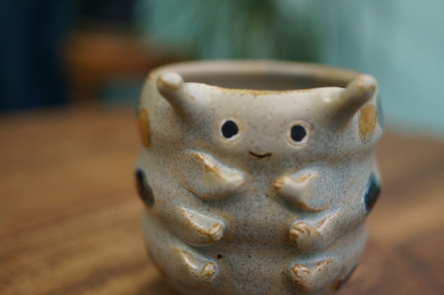 Grey Green Caterpillar Mug