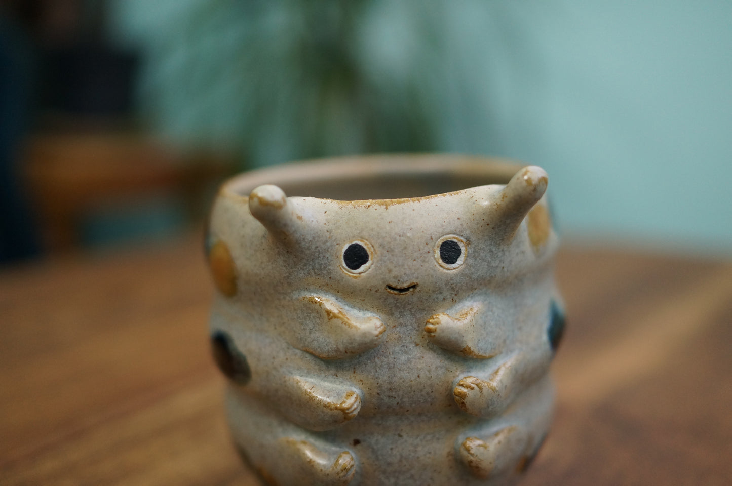 Grey Green Caterpillar Mug