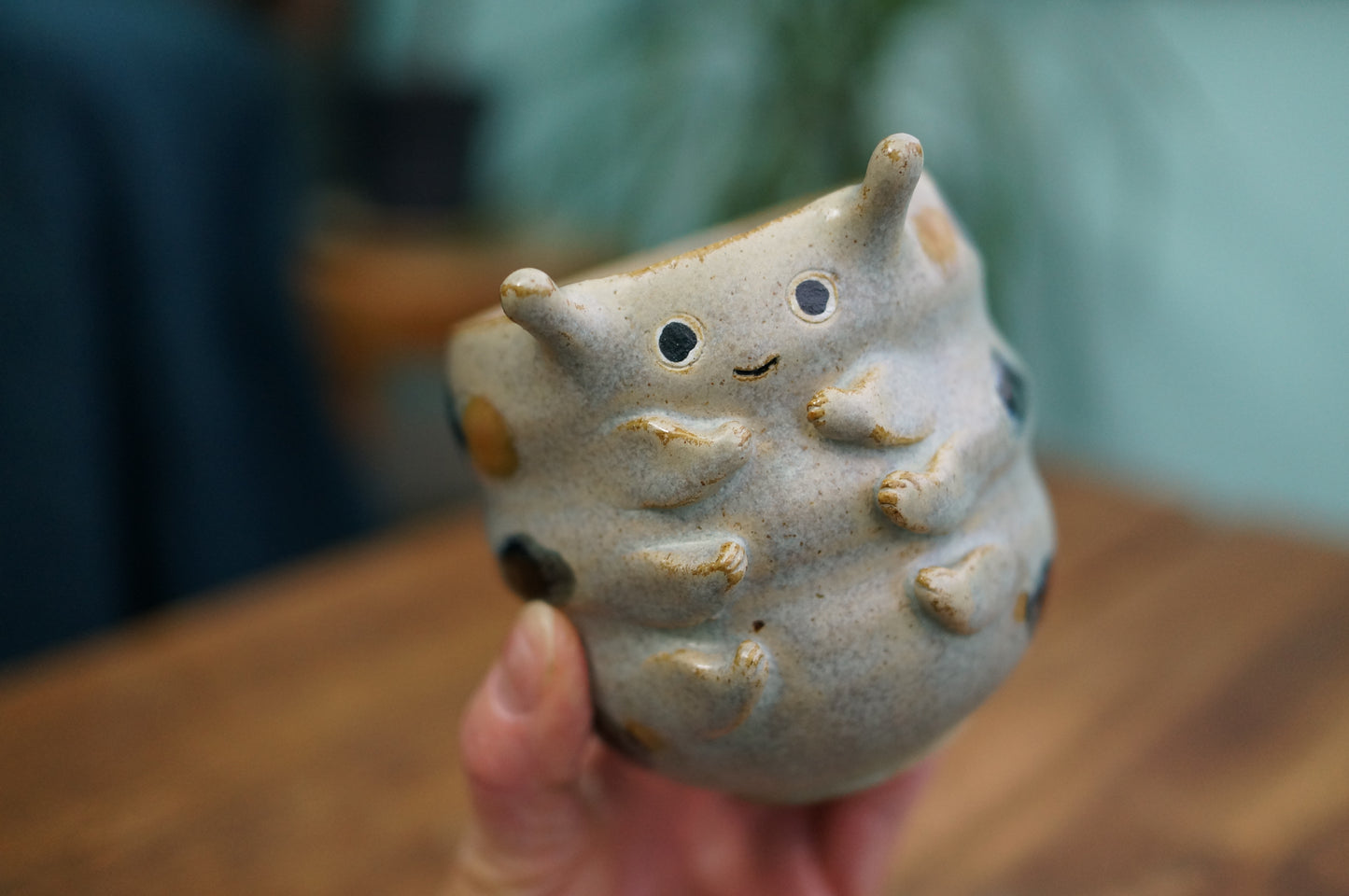 Grey Green Caterpillar Mug