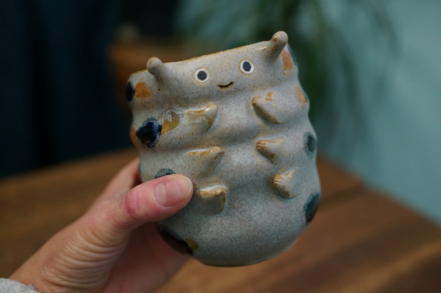 Grey Green Caterpillar Mug