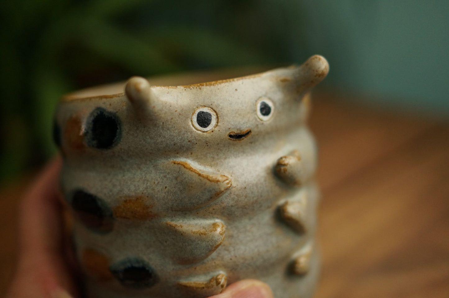 Grey Green Caterpillar Mug