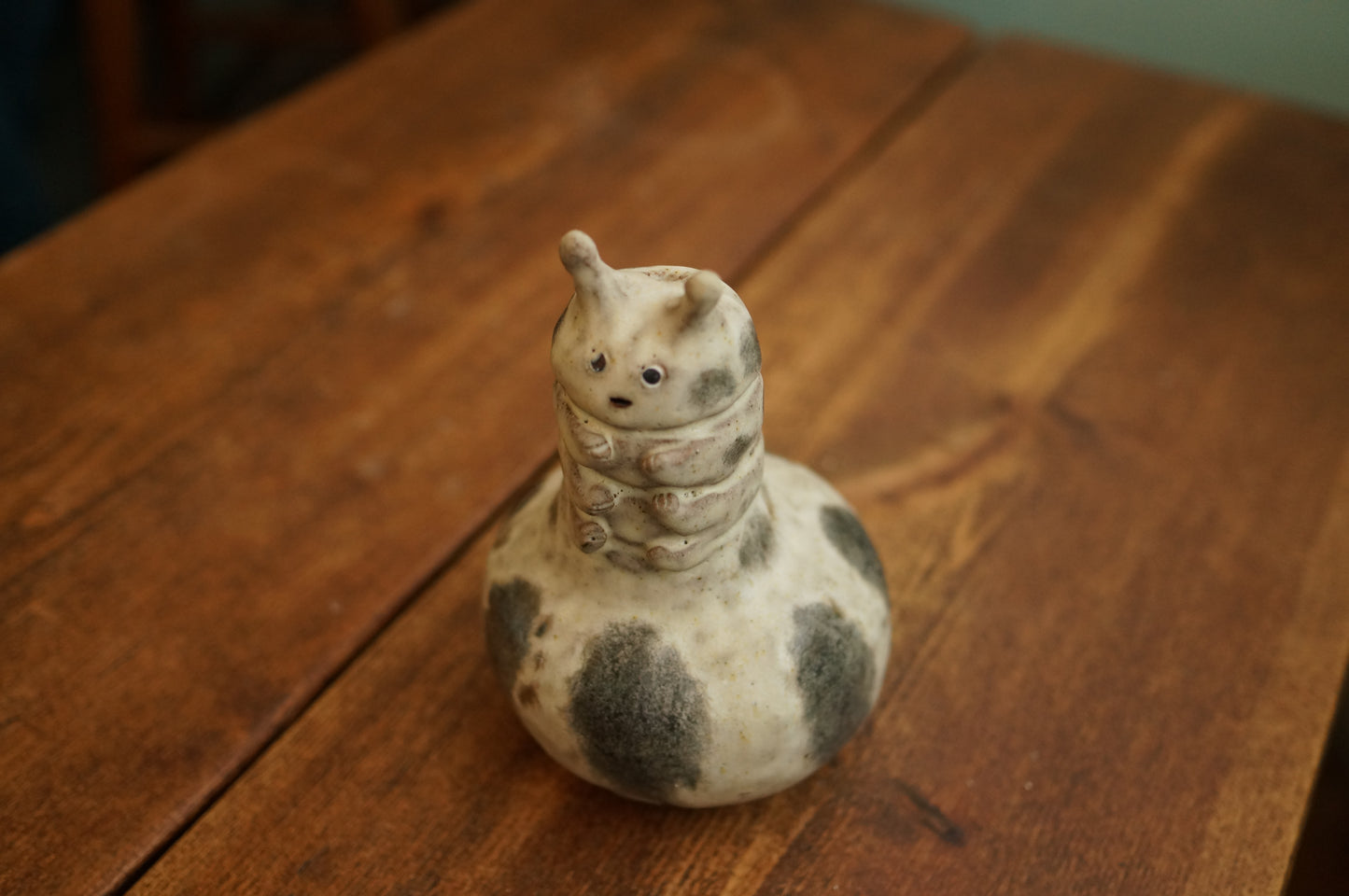 Handbuilt White Caterpillar Vase