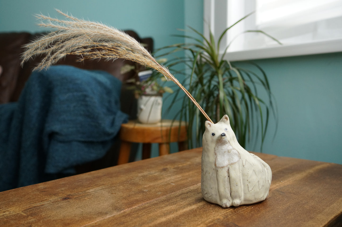 White Fox Vase