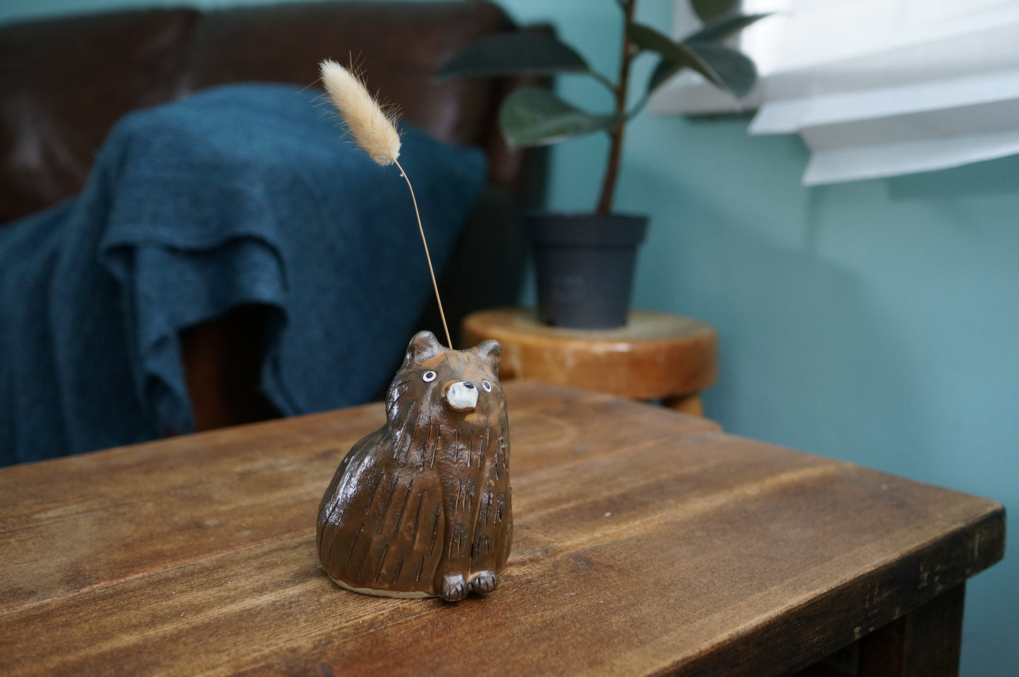Matt Brown Bear Vase