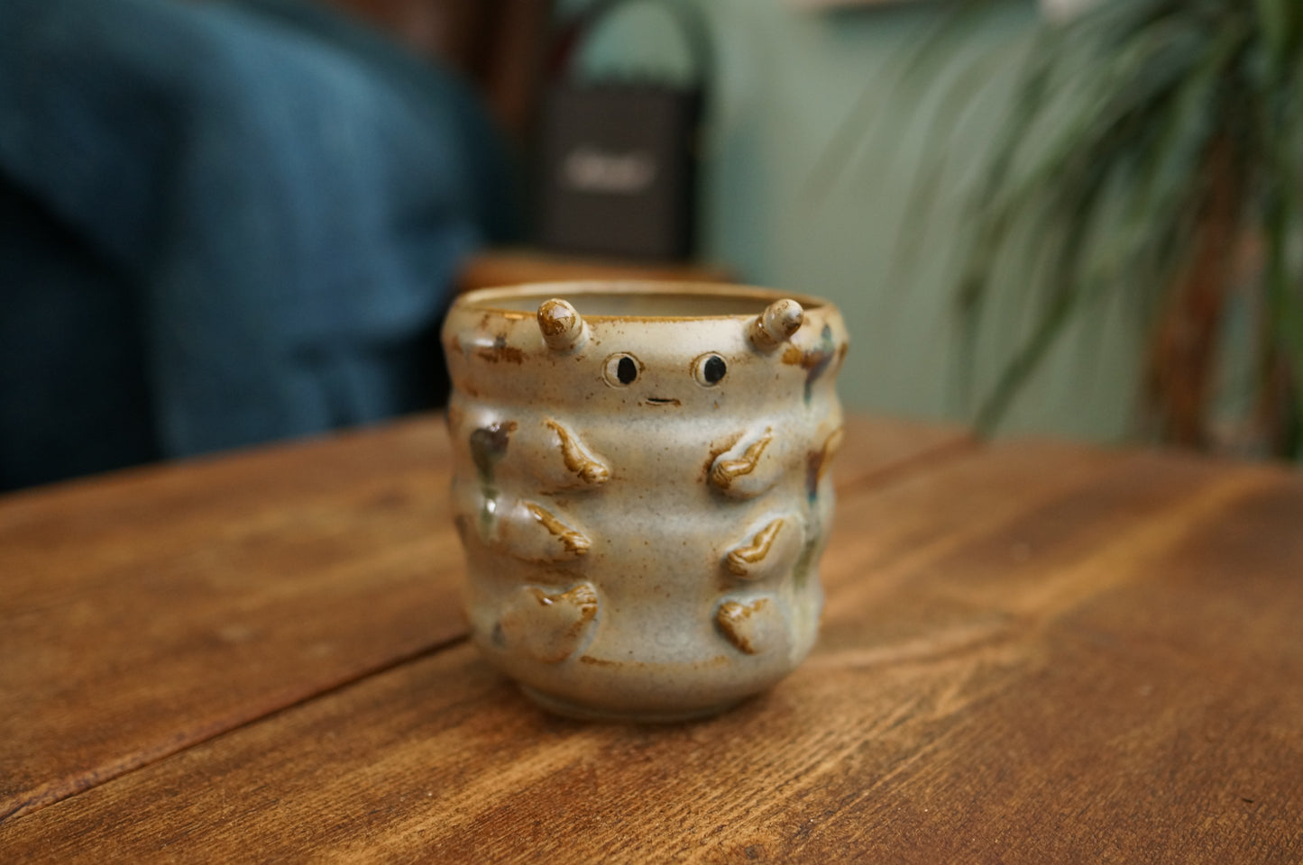Grey Green Caterpillar Mug