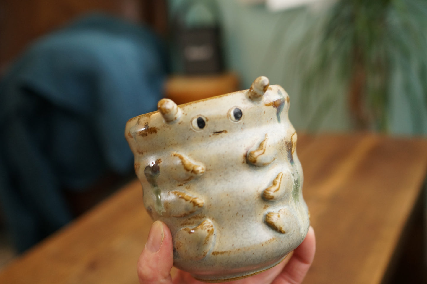 Grey Green Caterpillar Mug