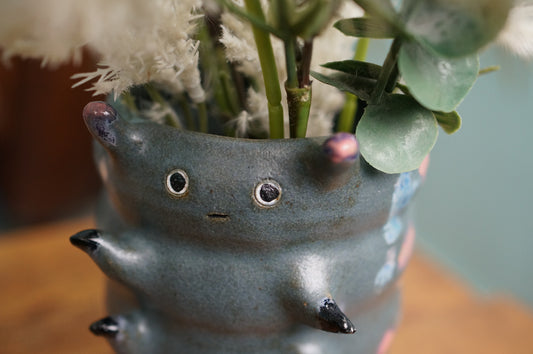 Blue Caterpillar Vase