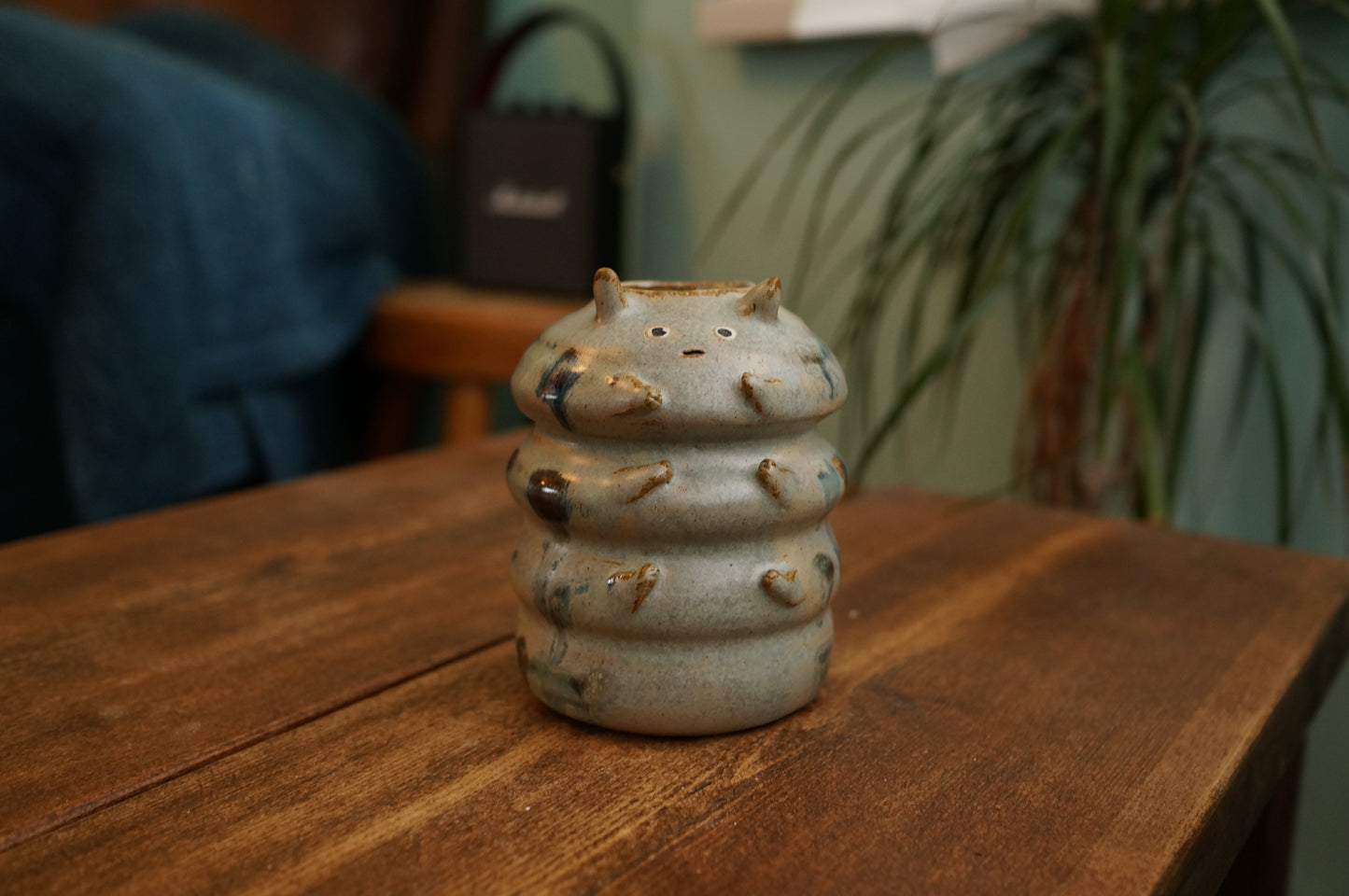 Grey Green Caterpillar Vase