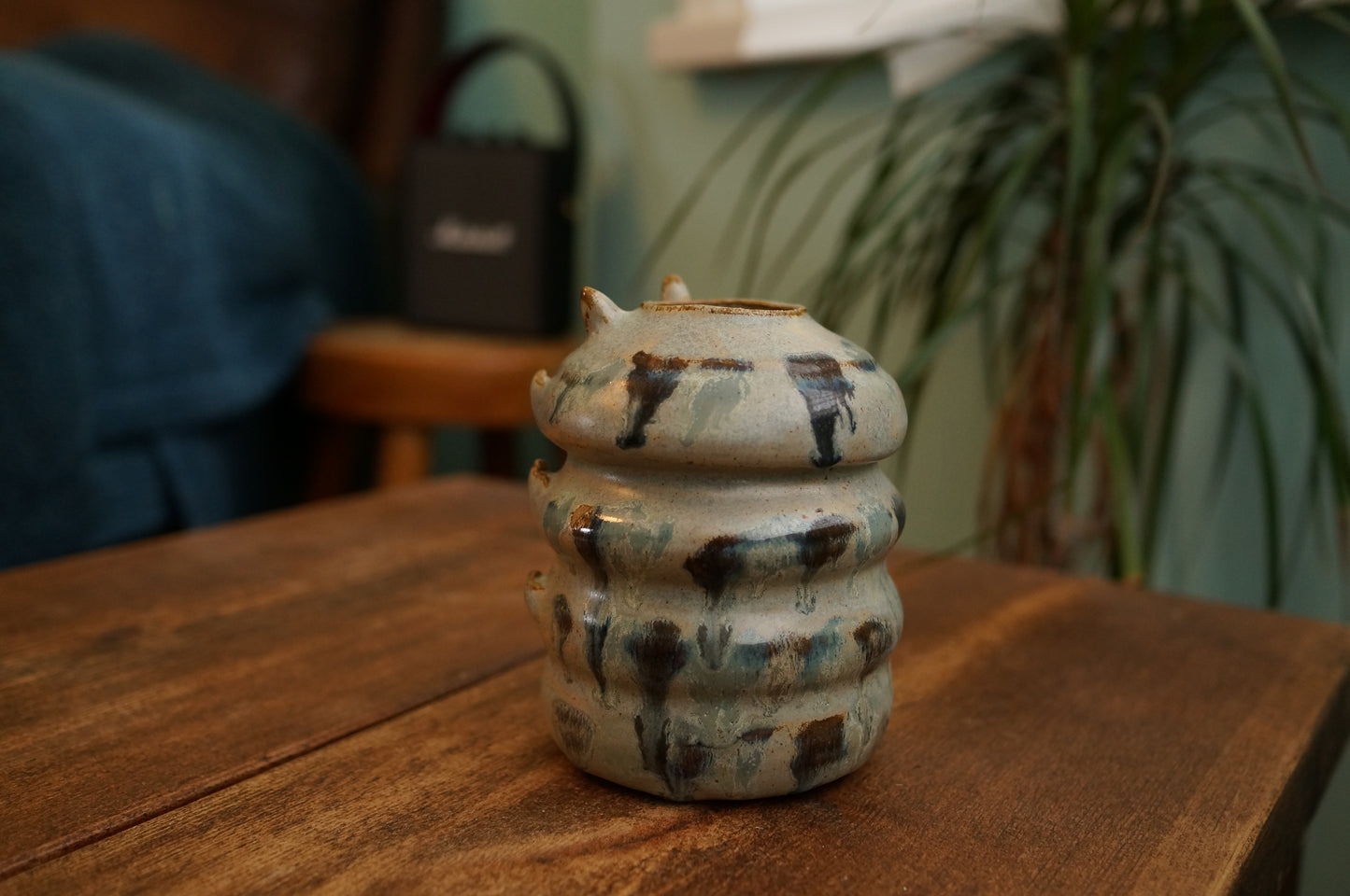 Grey Green Caterpillar Vase