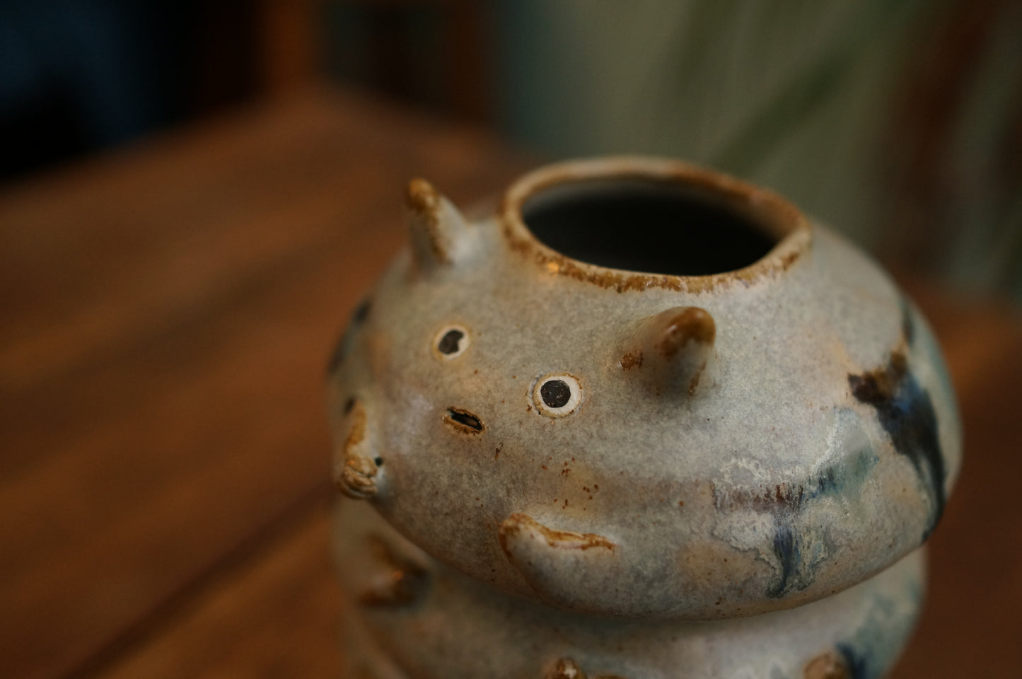 Grey Green Caterpillar Vase