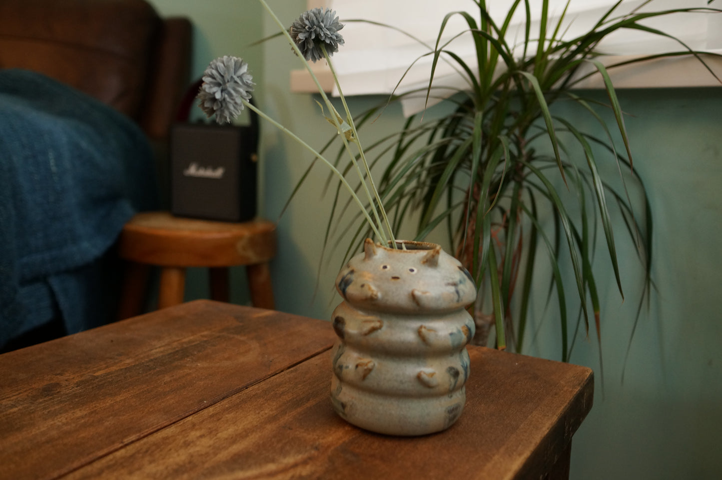 Grey Green Caterpillar Vase