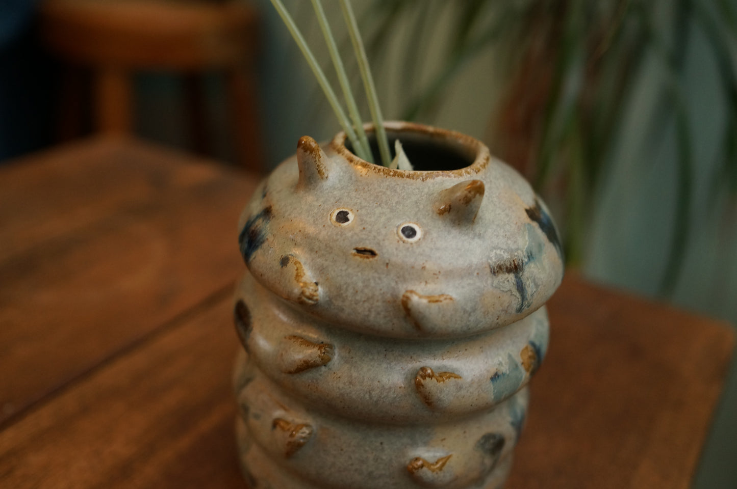 Grey Green Caterpillar Vase