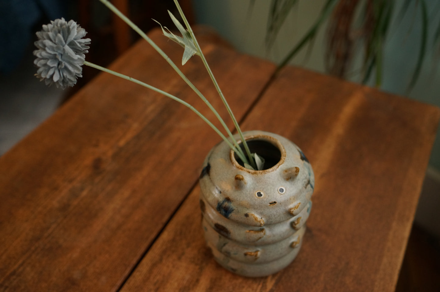 Grey Green Caterpillar Vase