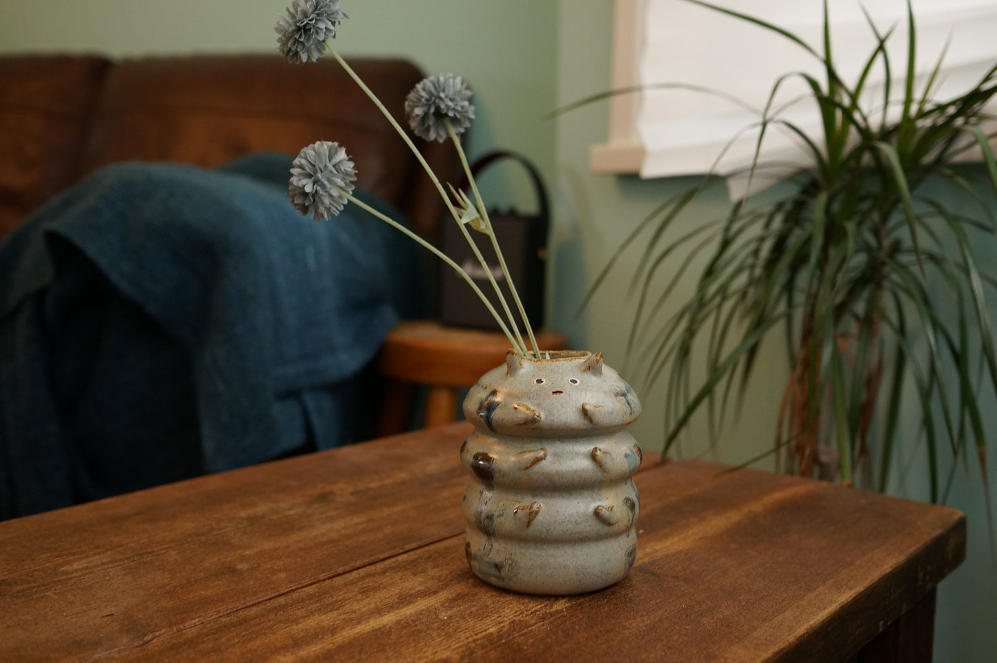 Grey Green Caterpillar Vase