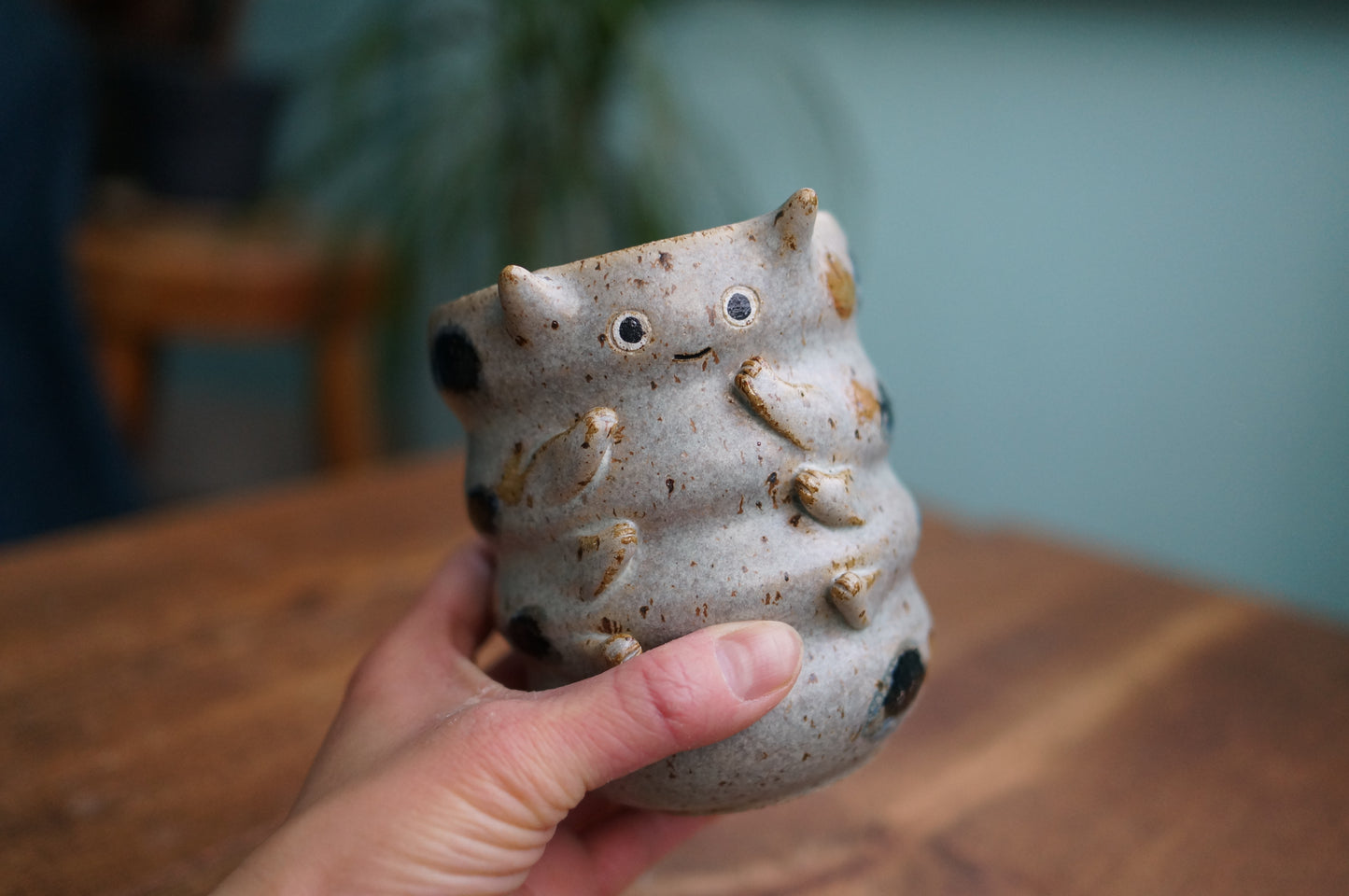 Grey Green Caterpillar Mug